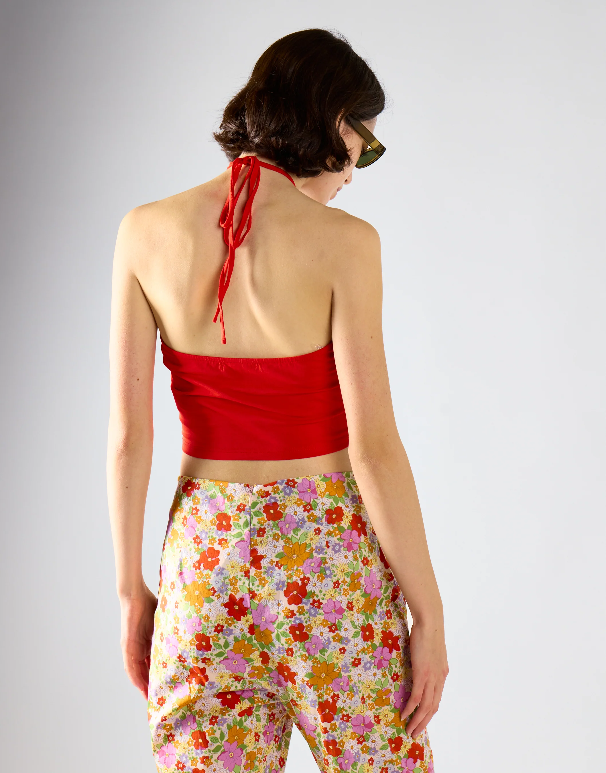 Tomato Tie Neck Halter Crop-Top - Image 2