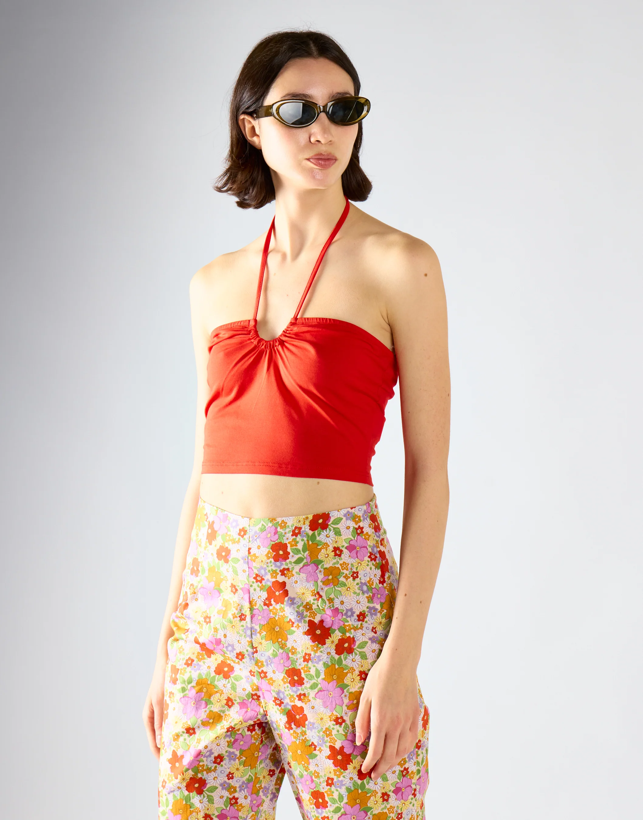 Tomato Tie Neck Halter Crop-Top - Image 3