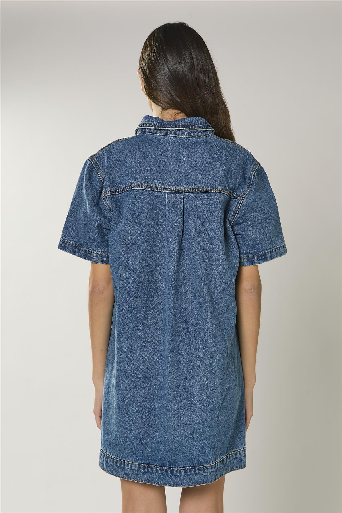 True Blue Denim Mini Dress - Image 4