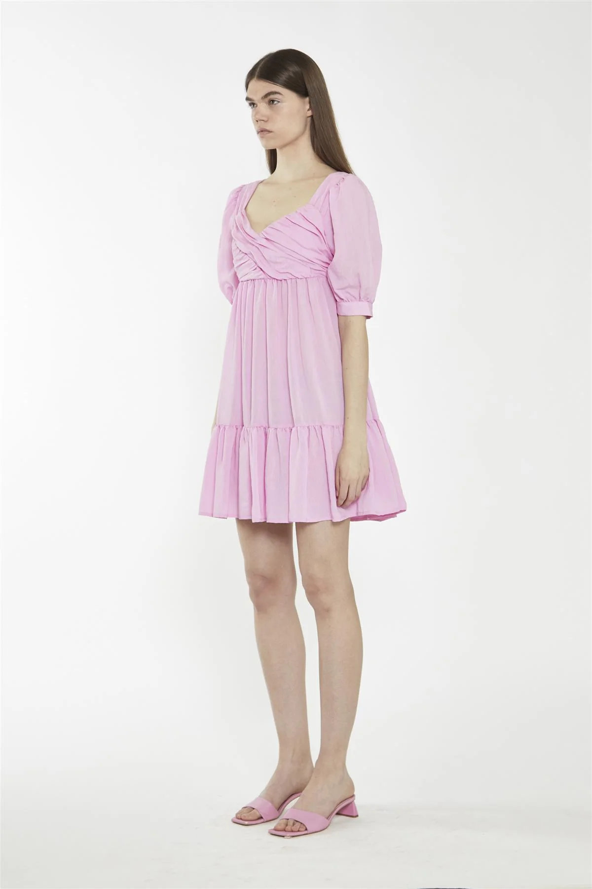 V-Neck Short Shift Dress - Candy Pink - Image 3