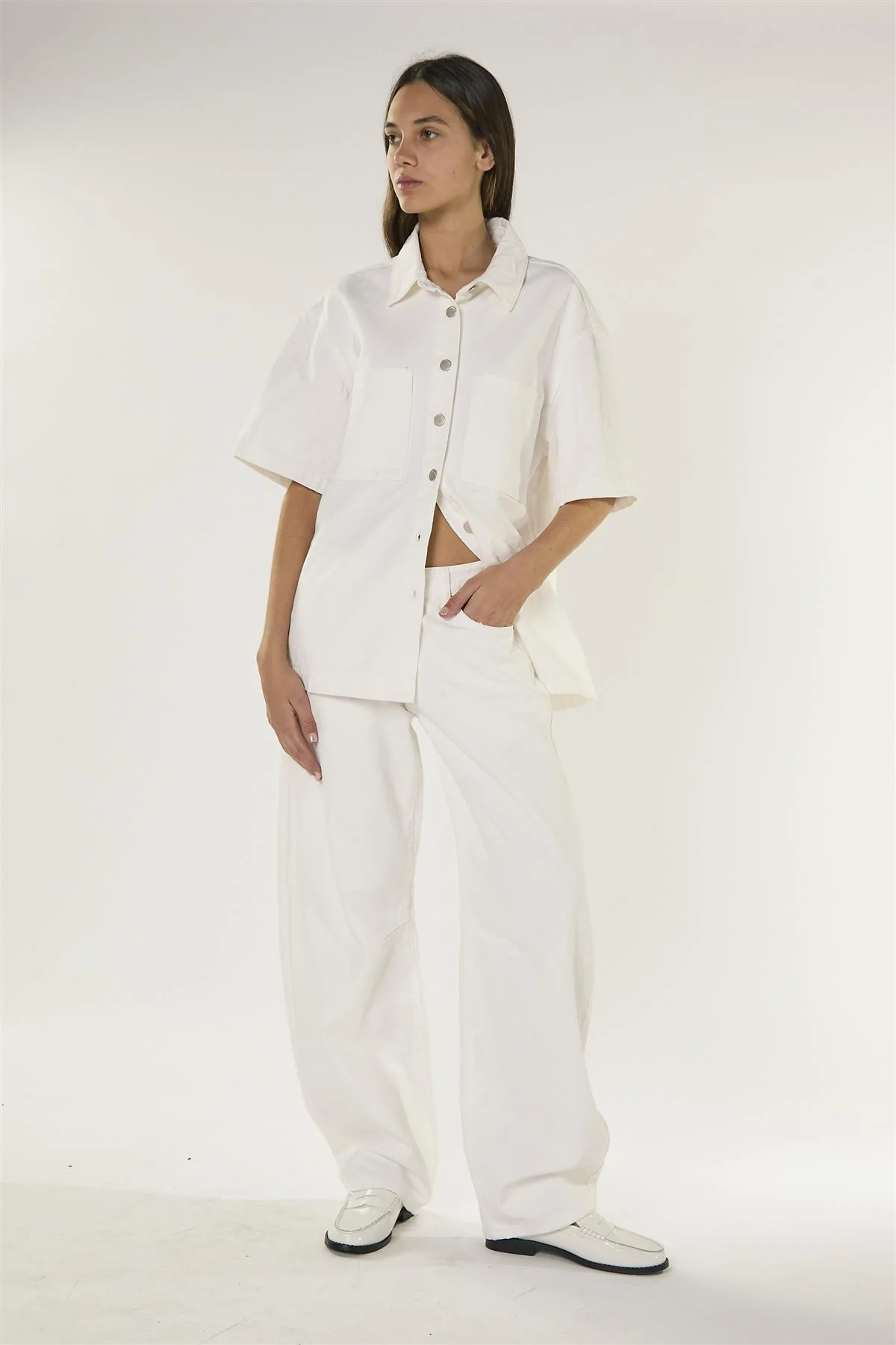 White Barrel Leg Jeans