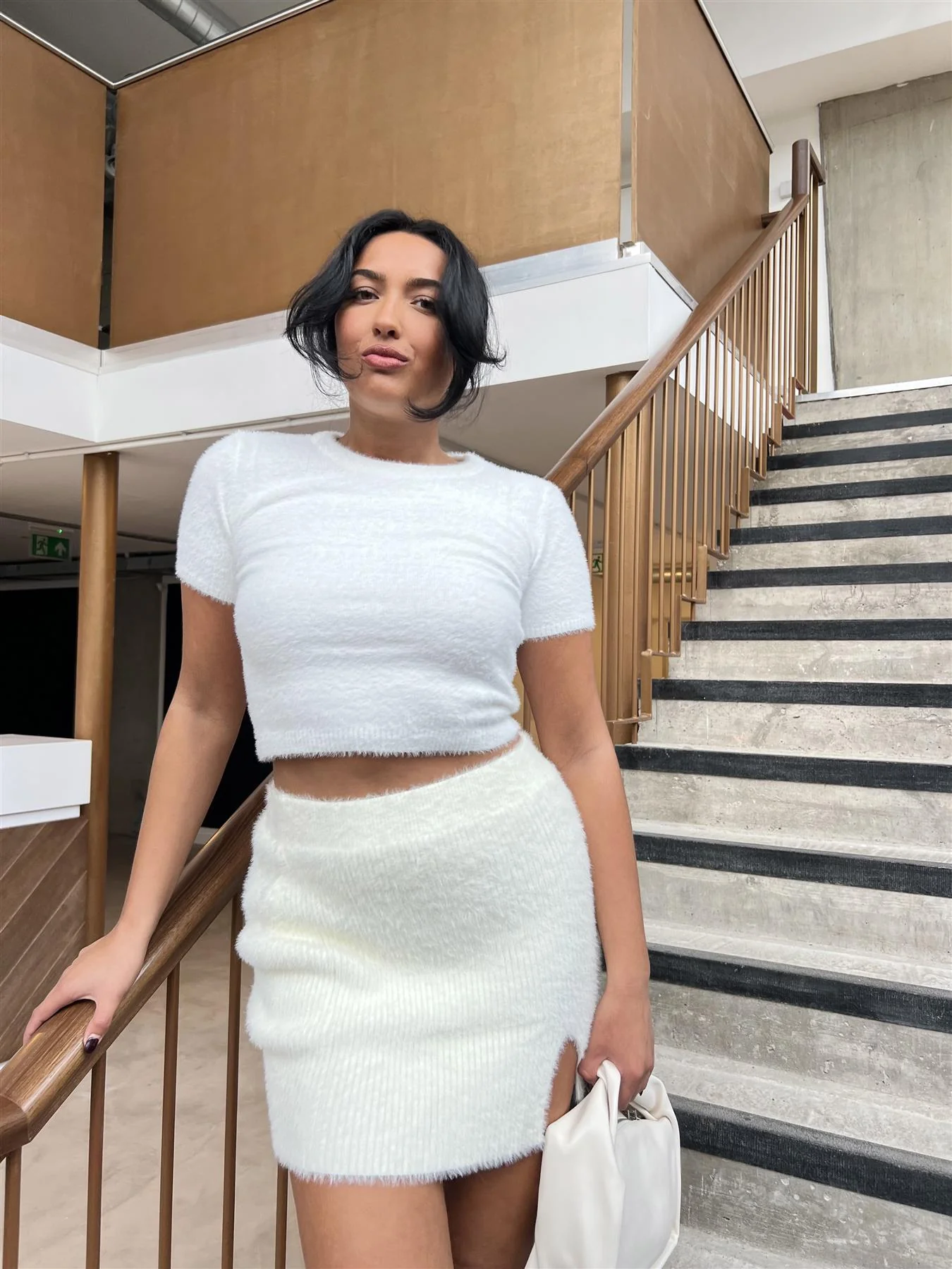 White Crew-Neck Crop-Jumper - Image 3