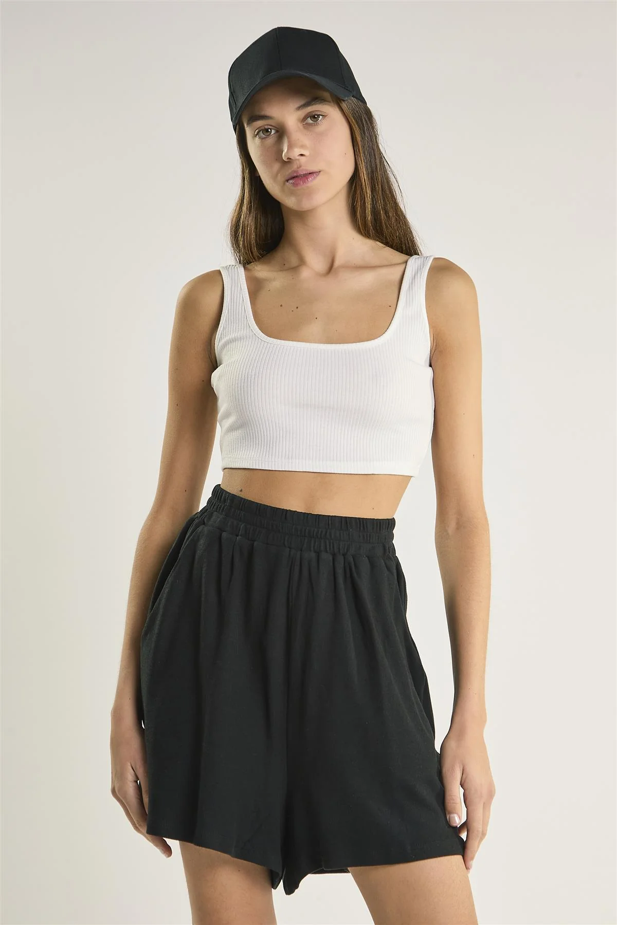 White-Rib Square-Neck Crop-Top - Image 3