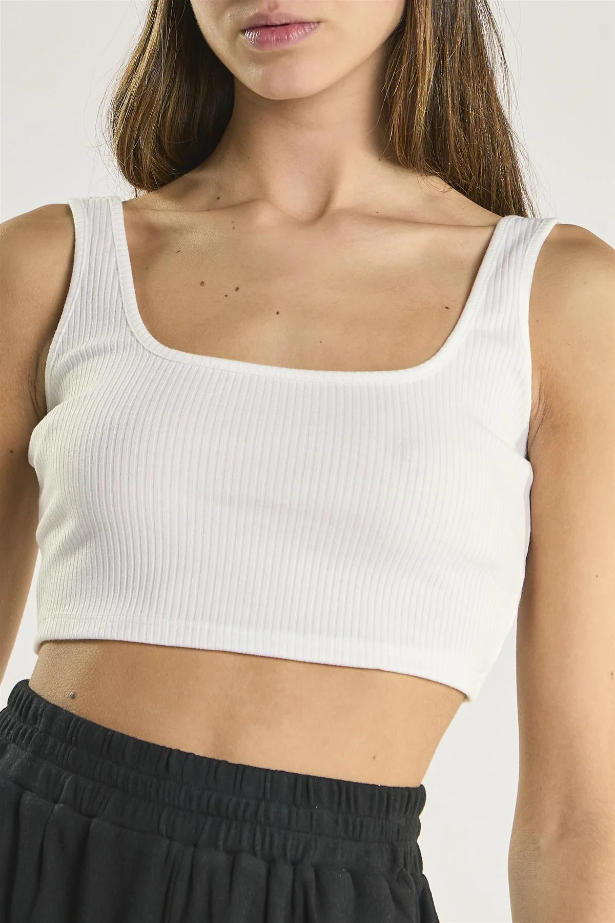 White-Rib Square-Neck Crop-Top - Image 4
