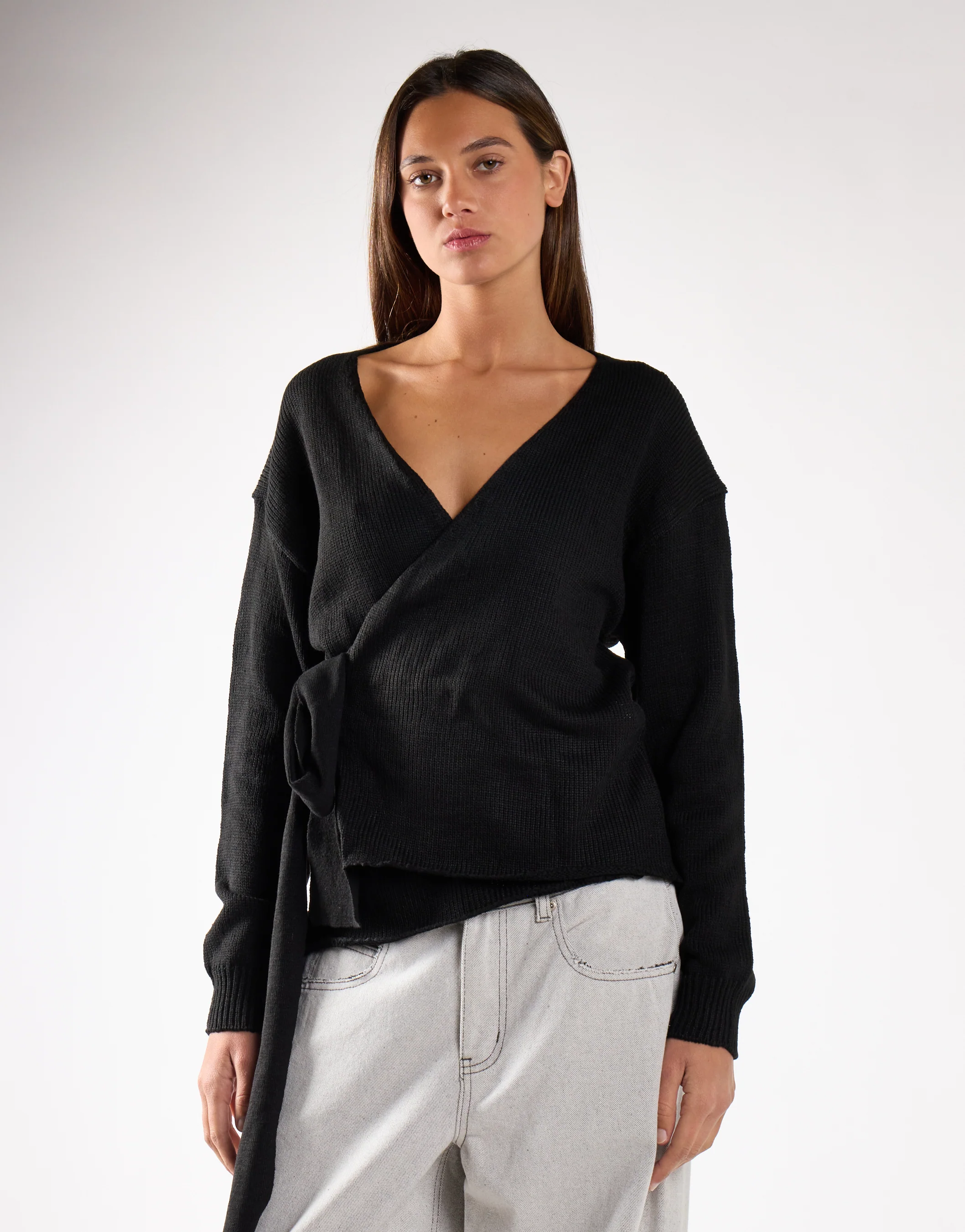 Wrap Cardigan - Black - Image 3